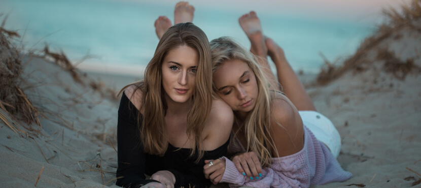two girls with open hair