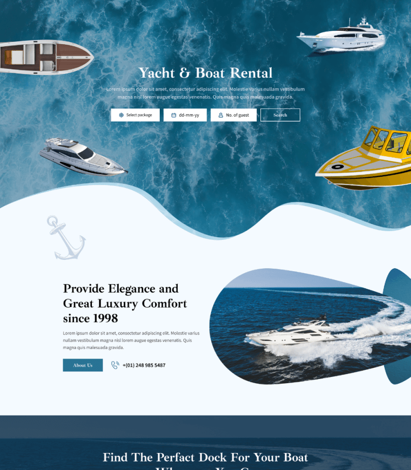 Yacht & Boat Rental Landing Page